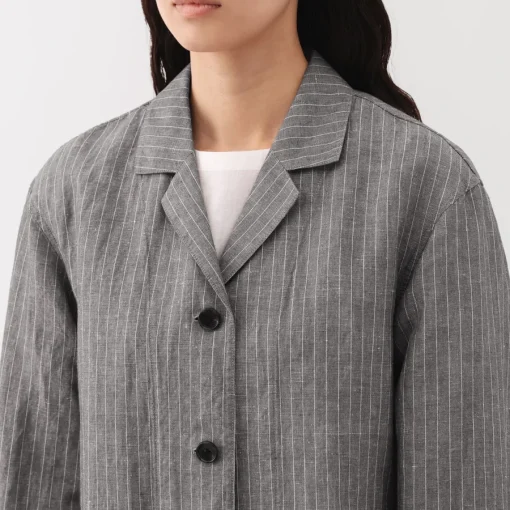 Hot Women's Hemp Cotton Striped Coat Women Coats