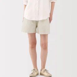 Best Women's Hemp Cotton Striped Easy Shorts Women Shorts & Skirts
