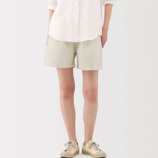 Best Women's Hemp Cotton Striped Easy Shorts Women Shorts & Skirts