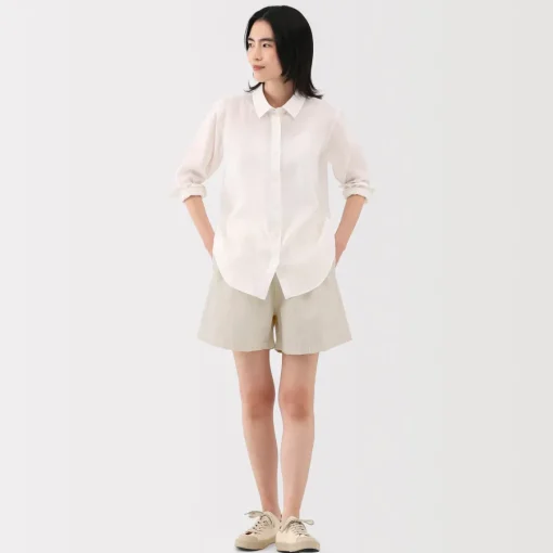 Best Women's Hemp Cotton Striped Easy Shorts Women Shorts & Skirts