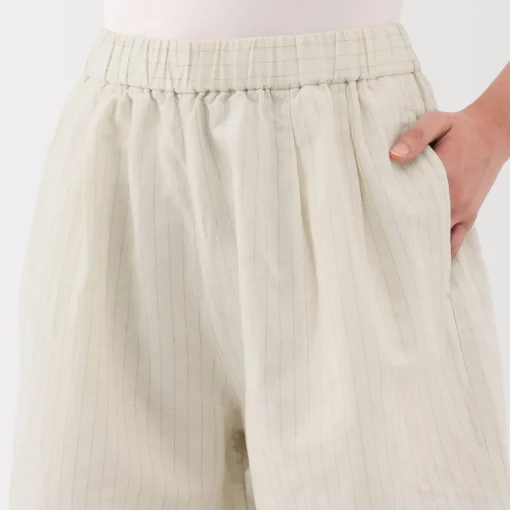Best Women's Hemp Cotton Striped Easy Shorts Women Shorts & Skirts