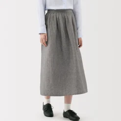 Outlet Women's Hemp Cotton Striped Easy Long Skirt Women Shorts & Skirts