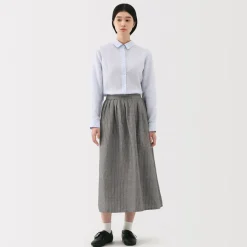 Outlet Women's Hemp Cotton Striped Easy Long Skirt Women Shorts & Skirts