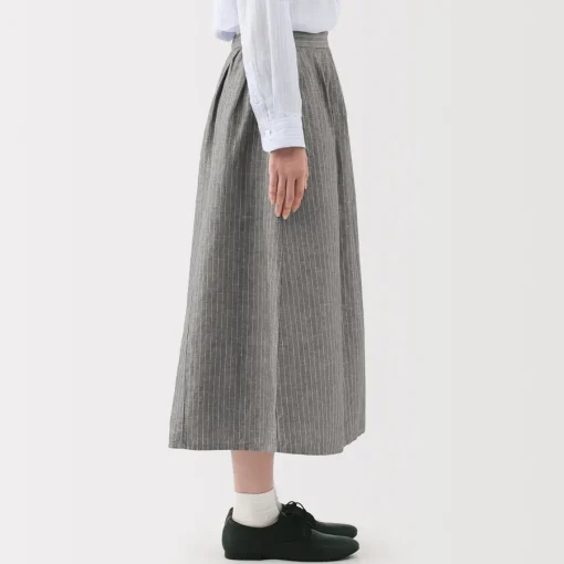 Outlet Women's Hemp Cotton Striped Easy Long Skirt Women Shorts & Skirts