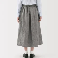 Outlet Women's Hemp Cotton Striped Easy Long Skirt Women Shorts & Skirts