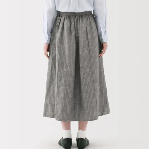 Outlet Women's Hemp Cotton Striped Easy Long Skirt Women Shorts & Skirts