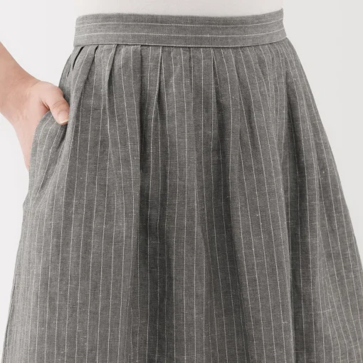 Outlet Women's Hemp Cotton Striped Easy Long Skirt Women Shorts & Skirts