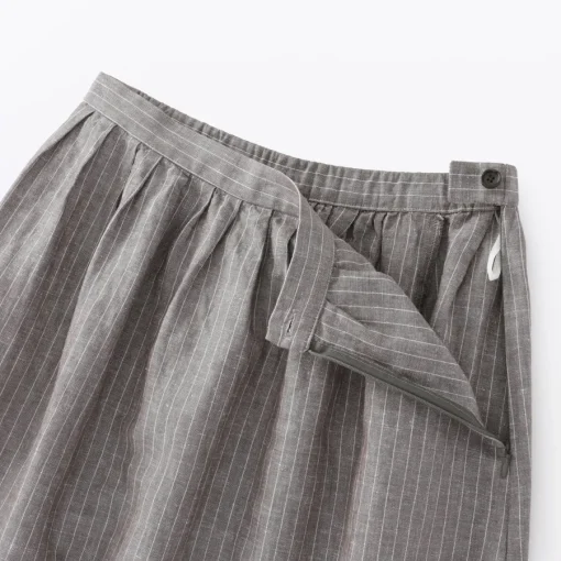 Outlet Women's Hemp Cotton Striped Easy Long Skirt Women Shorts & Skirts