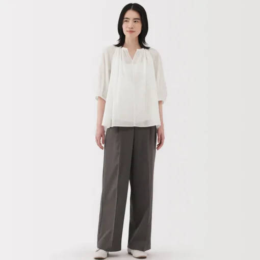 Clearance Women's High Twisted Veil Short Sleeve Blouse Women Tops & Shirts