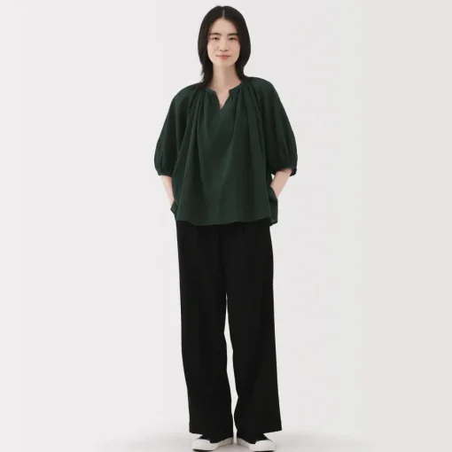 Clearance Women's High Twisted Veil Short Sleeve Blouse Women Tops & Shirts