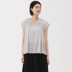 Discount Women's High Twisted Veil French Sleeve Blouse Women Tops & Shirts