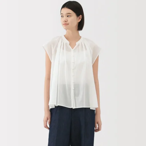 Discount Women's High Twisted Veil French Sleeve Blouse Women Tops & Shirts