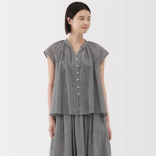 Sale Women's High Twisted Veil French Sleeve Patterned Blouse Women Tops & Shirts