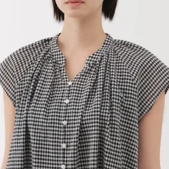 Sale Women's High Twisted Veil French Sleeve Patterned Blouse Women Tops & Shirts