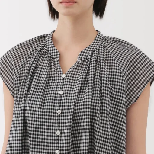 Sale Women's High Twisted Veil French Sleeve Patterned Blouse Women Tops & Shirts