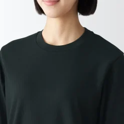 Hot Women's Interlock Knit Crew Neck Long Sleeve T-Shirt Women T-Shirts