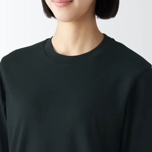 Hot Women's Interlock Knit Crew Neck Long Sleeve T-Shirt Women T-Shirts