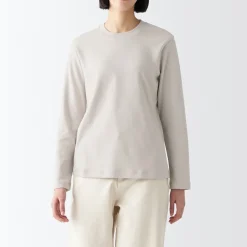 Hot Women's Interlock Knit Crew Neck Long Sleeve T-Shirt Women T-Shirts