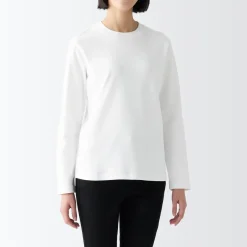 Hot Women's Interlock Knit Crew Neck Long Sleeve T-Shirt Women T-Shirts