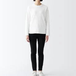 Hot Women's Interlock Knit Crew Neck Long Sleeve T-Shirt Women T-Shirts