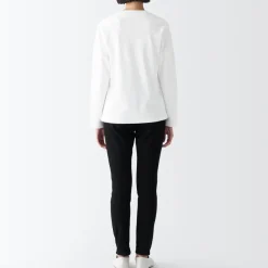 Hot Women's Interlock Knit Crew Neck Long Sleeve T-Shirt Women T-Shirts