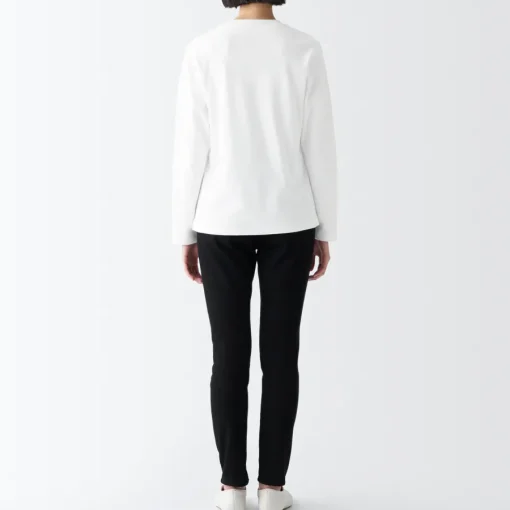 Hot Women's Interlock Knit Crew Neck Long Sleeve T-Shirt Women T-Shirts