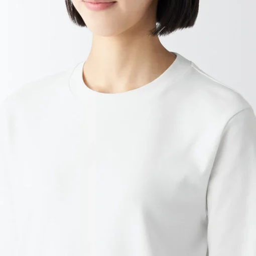 Hot Women's Interlock Knit Crew Neck Long Sleeve T-Shirt Women T-Shirts