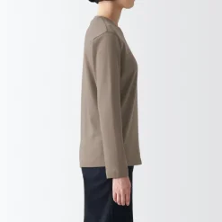 Hot Women's Interlock Knit Crew Neck Long Sleeve T-Shirt Women T-Shirts