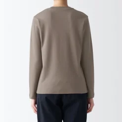 Hot Women's Interlock Knit Crew Neck Long Sleeve T-Shirt Women T-Shirts