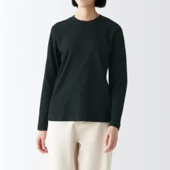 Hot Women's Interlock Knit Crew Neck Long Sleeve T-Shirt Women T-Shirts
