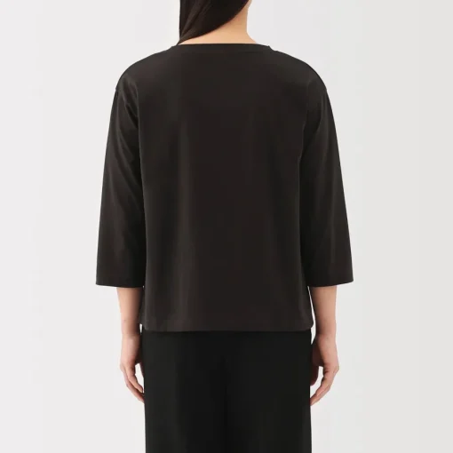 New Women's Jersey Boat Neck 3/4 Sleeve T-Shirt Women T-Shirts
