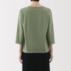 New Women's Jersey Boat Neck 3/4 Sleeve T-Shirt Women T-Shirts