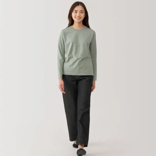 Best Women's Jersey Crew Neck Long Sleeve T-Shirt Women T-Shirts