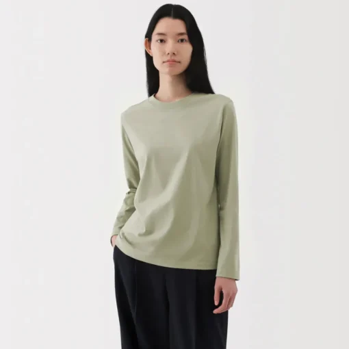 New Women's Jersey Crew Neck Long Sleeve T-Shirt Women T-Shirts