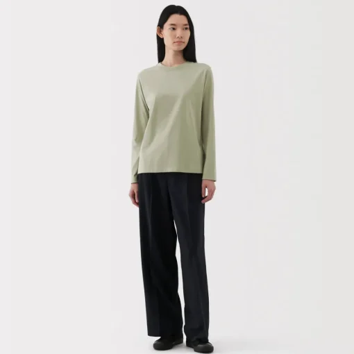New Women's Jersey Crew Neck Long Sleeve T-Shirt Women T-Shirts