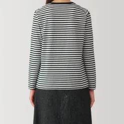 New Women's Jersey Crew Neck Long Sleeve Striped T-Shirt Women T-Shirts