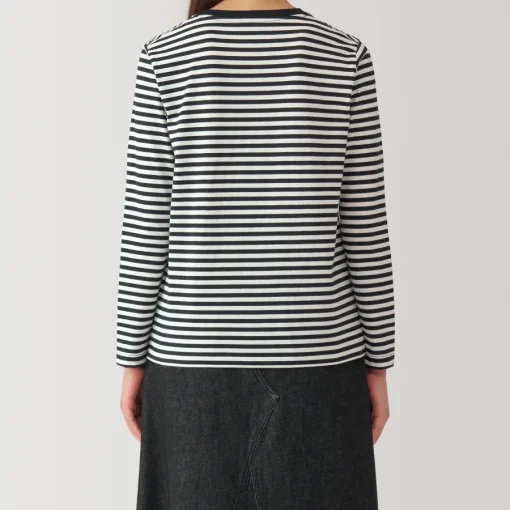 New Women's Jersey Crew Neck Long Sleeve Striped T-Shirt Women T-Shirts