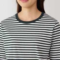 New Women's Jersey Crew Neck Long Sleeve Striped T-Shirt Women T-Shirts