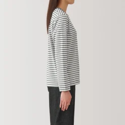 New Women's Jersey Crew Neck Long Sleeve Striped T-Shirt Women T-Shirts