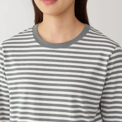 New Women's Jersey Crew Neck Long Sleeve Striped T-Shirt Women T-Shirts