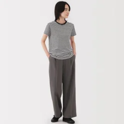 New Women's Jersey Crew Neck Short Sleeve Striped T-Shirt Women T-Shirts