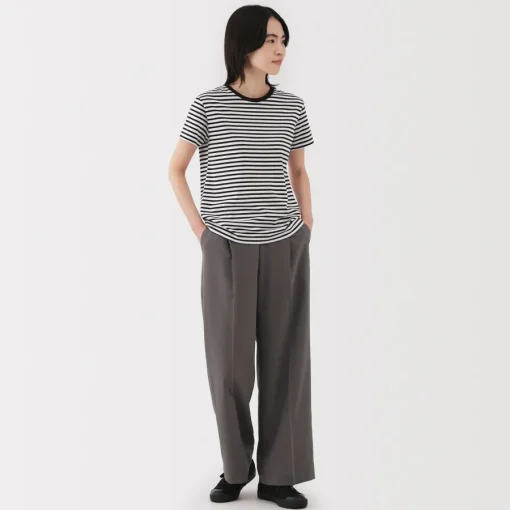 New Women's Jersey Crew Neck Short Sleeve Striped T-Shirt Women T-Shirts