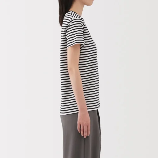 New Women's Jersey Crew Neck Short Sleeve Striped T-Shirt Women T-Shirts
