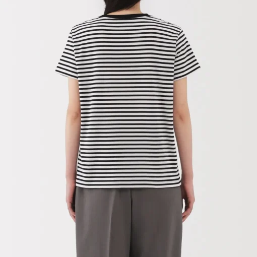 New Women's Jersey Crew Neck Short Sleeve Striped T-Shirt Women T-Shirts