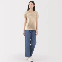 New Women's Jersey Crew Neck Short Sleeve Striped T-Shirt Women T-Shirts