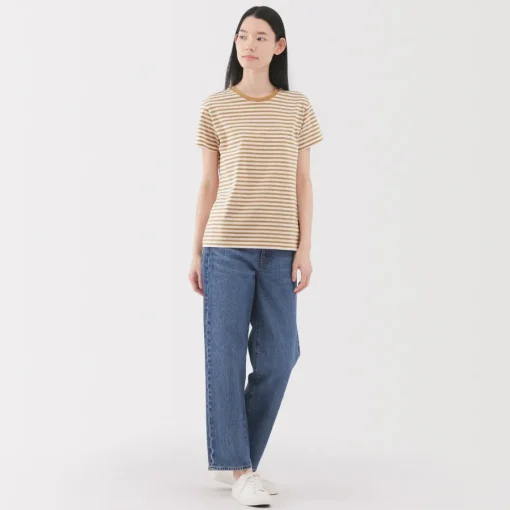 New Women's Jersey Crew Neck Short Sleeve Striped T-Shirt Women T-Shirts