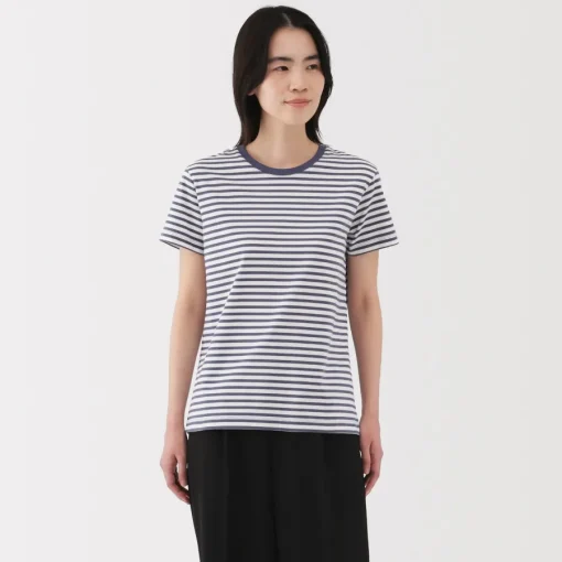 New Women's Jersey Crew Neck Short Sleeve Striped T-Shirt Women T-Shirts