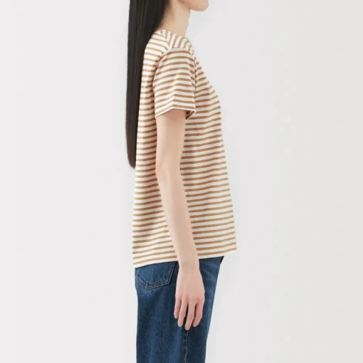 New Women's Jersey Crew Neck Short Sleeve Striped T-Shirt Women T-Shirts