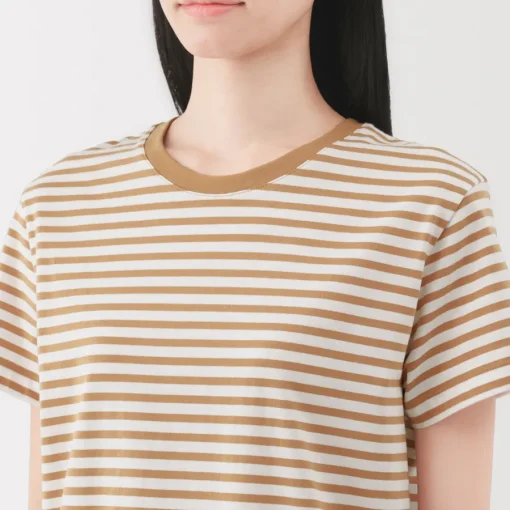 New Women's Jersey Crew Neck Short Sleeve Striped T-Shirt Women T-Shirts