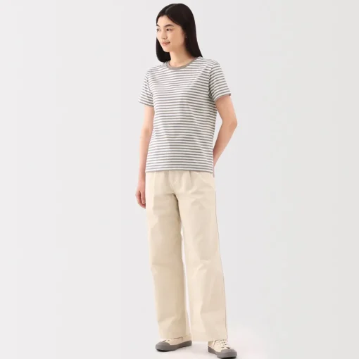 New Women's Jersey Crew Neck Short Sleeve Striped T-Shirt Women T-Shirts